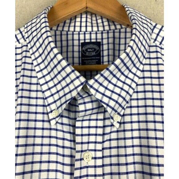 Brooks Brothers Men's Blue & White Plaid 3XLT Non-Iron Stretch Cotton Polo Shirt - Picture 6 of 9